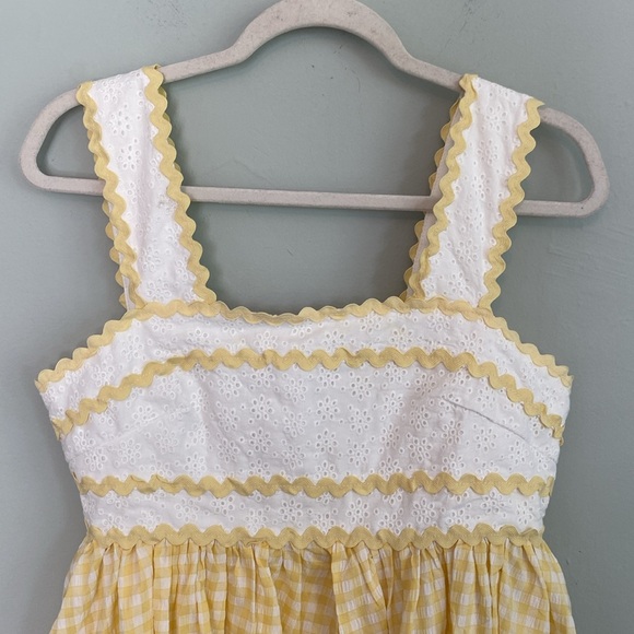 MABLE Yellow and White Square Neck Gingham Sundress Size Medium - Picture 2 of 6